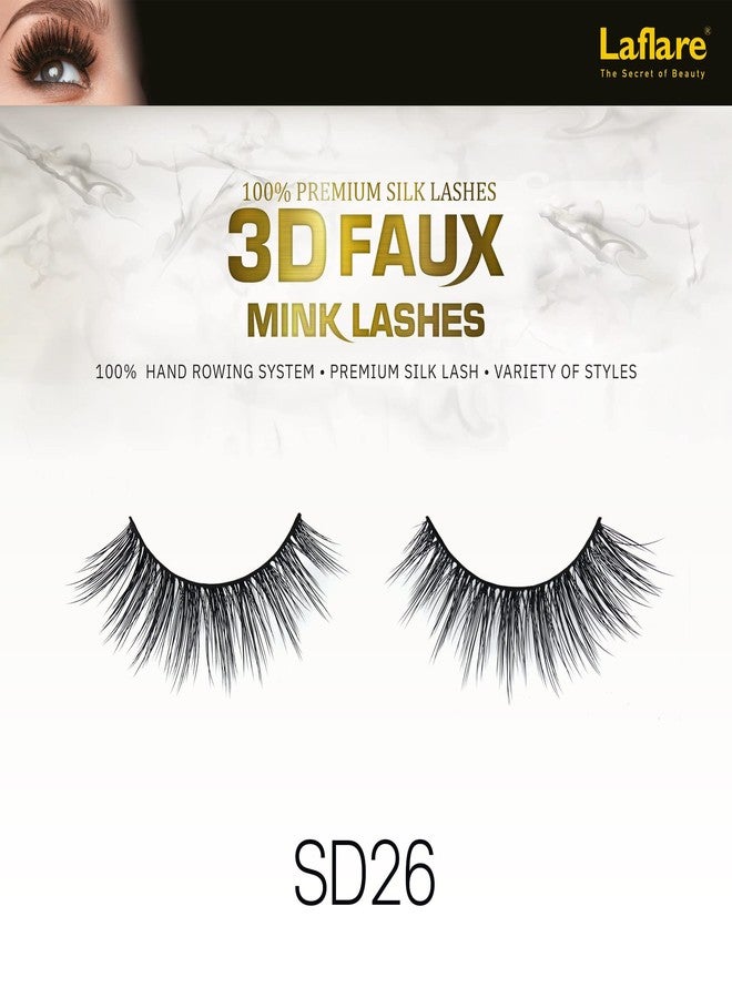 Laflare Silk Lashes 3D FAUX MINK Eyelashes, Light, Reusable, Handmade, Natural Looking, Professional Easy to Apply Eyelashes in a Knitted Style3-3 PACKS BUNDLE SPECIAL (3, SD26) - Image 2