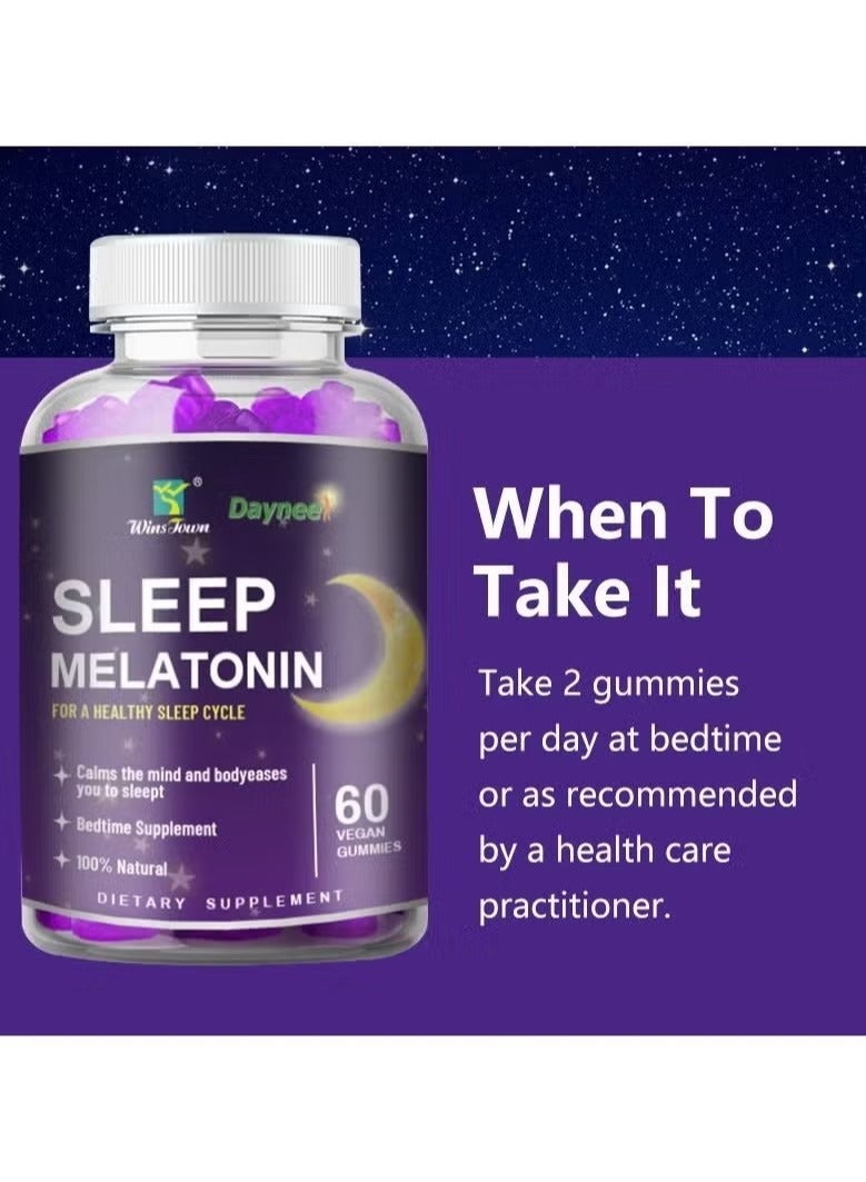 Wins Town Melatonin Fast Dissolve Nighttime Sleep Aid Natural Berry Flavor Vegetarian Non GMO Gluten Free 60 GUMMIES - Image 5