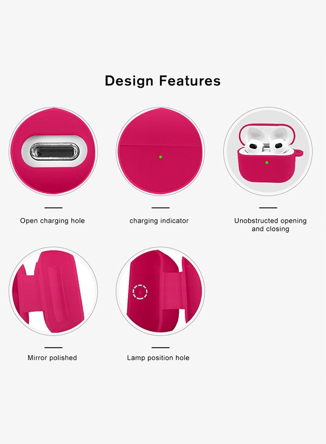 CATANES Shockproof Case For Airpod Pro Silicone Protective Case Shockproof Case Ultra Slim Cover with Keychain Carabiner Neon Pink  - Image 2