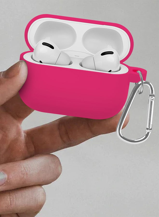 CATANES Shockproof Case For Airpod Pro Silicone Protective Case Shockproof Case Ultra Slim Cover with Keychain Carabiner Neon Pink  - Image 4