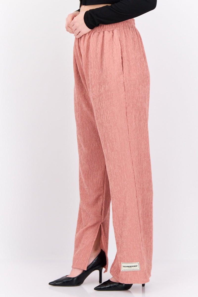 The Giving Movement Women Regular Fit Textured Flare Pants, Rose Gold - Image 2