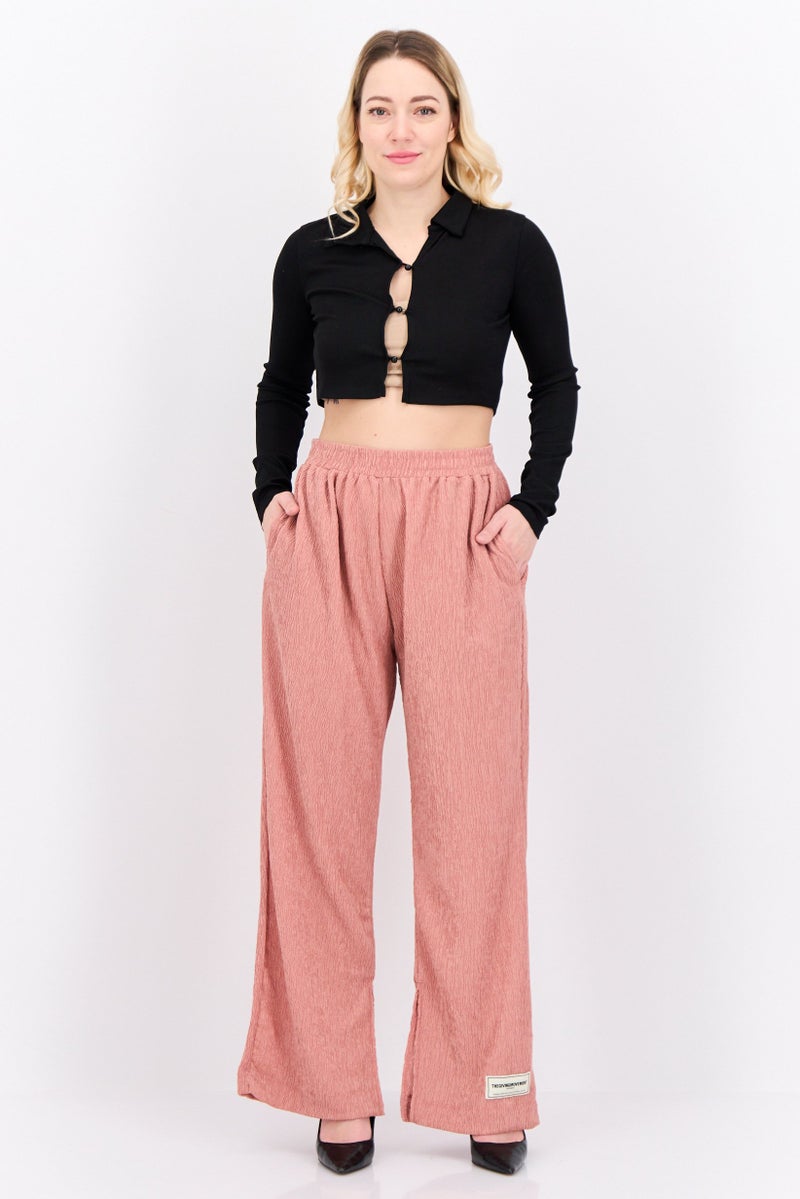 The Giving Movement Women Regular Fit Textured Flare Pants, Rose Gold - Image 4