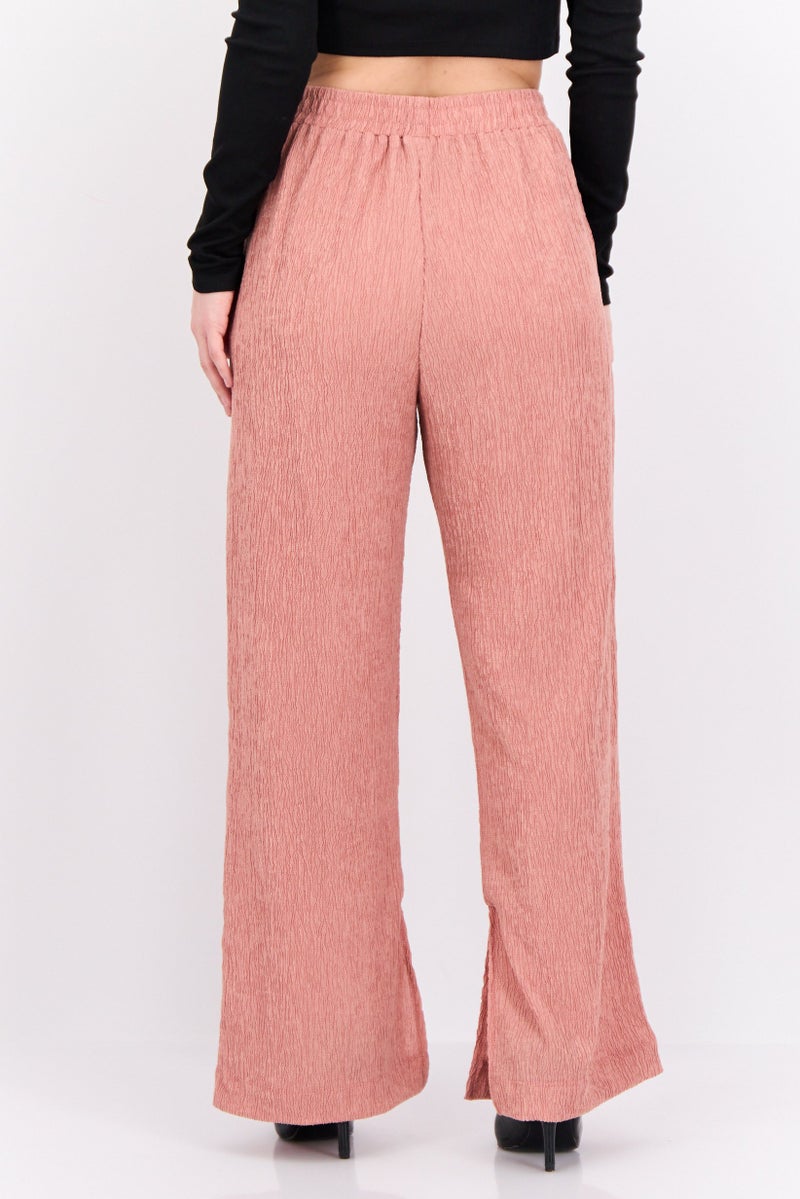 The Giving Movement Women Regular Fit Textured Flare Pants, Rose Gold - Image 3
