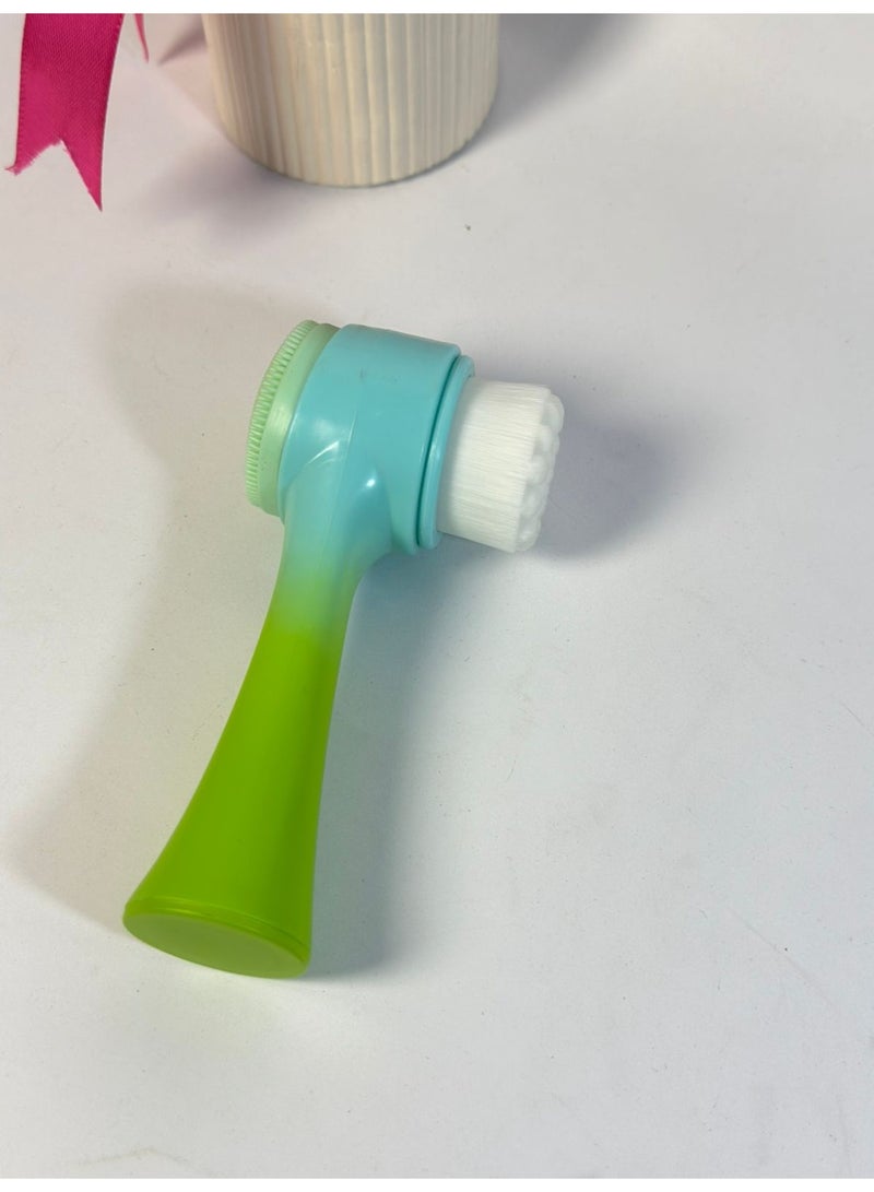 Double Headed Skin Care Face Brush Silicone Face Cleaning Beauty Brush for Deep Pore Exfoliating Manual Facial Cleansing Brush MAY VARY COLOR - Image 2