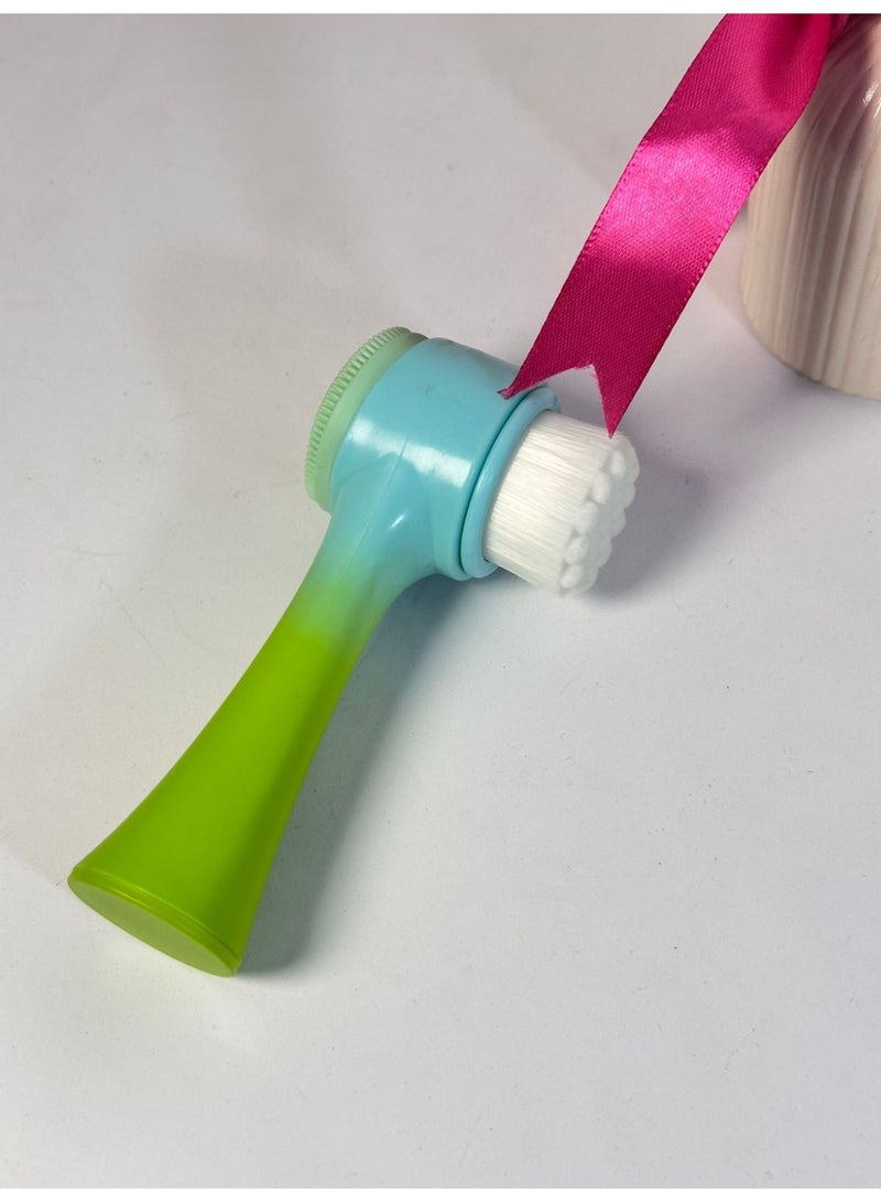 Double Headed Skin Care Face Brush Silicone Face Cleaning Beauty Brush for Deep Pore Exfoliating Manual Facial Cleansing Brush MAY VARY COLOR - Image 1