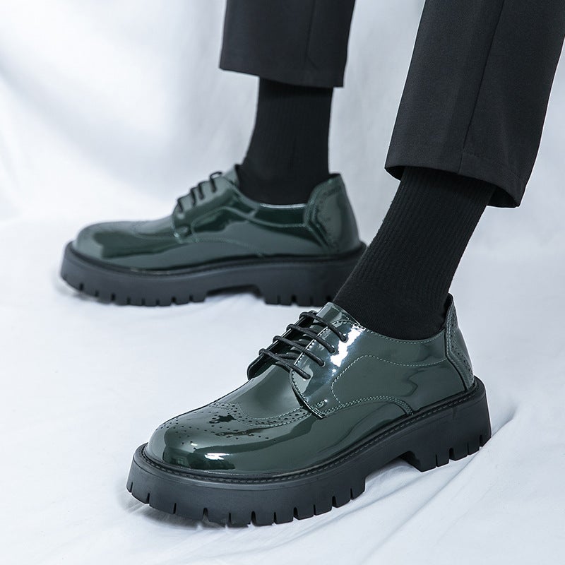 Men'S Shoes Plus Size New Casual Leather Shoes Fashion Men'S Thick-Soled Bright Leather Shoes British Wind Big Toe Shoes - Image 1