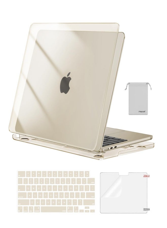 MOSISO Compatible with MacBook Air 13 inch Case 2025-2022 M4 A3240 M3 A3113 M2 A2681 Touch ID,Plastic Case&Keyboard Cover&Screen Film&Pouch Compatible with MacBook Air 13.6 inch Case,Crystal Starlight