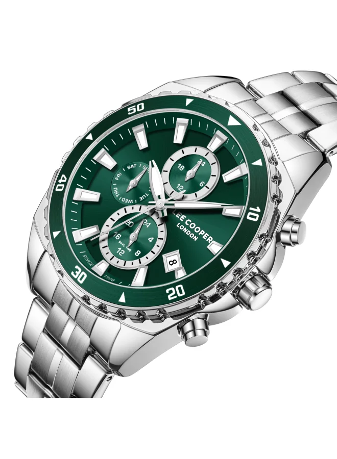 Lee Cooper Dark Green Men's Metal Multi Function Watch LC08217.370 - 44 mm for Men | Best Price UAE