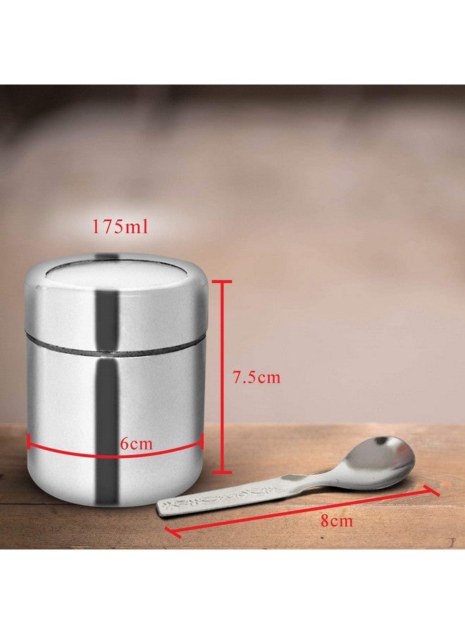 Maru Stainless Steel 7-in-1 Kitchen Storage Container Set with Round Wire Stand-175ml Multipurpose Containers with Durable See-Through Threaded Lids, Ideal for Organizing Spices, Herbs, and Dry Fruits - Image 5