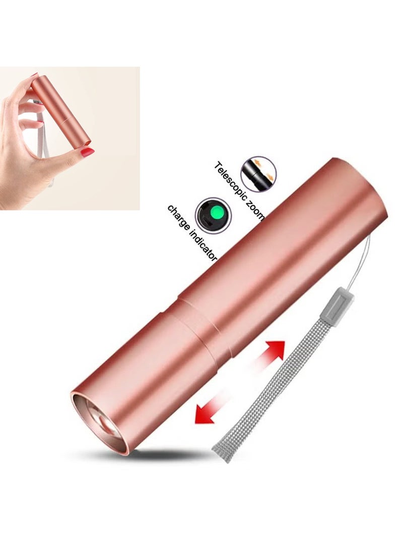 LED Mini Flashlight Ultra Bright Pocket Flashlight Pen Light Flashlight LED Pen Tactical Penlight Inspection Light with Clip Rechargeable for Camping Outdoor Emergency Inspection Work Repair-Rose Gold - Image 1