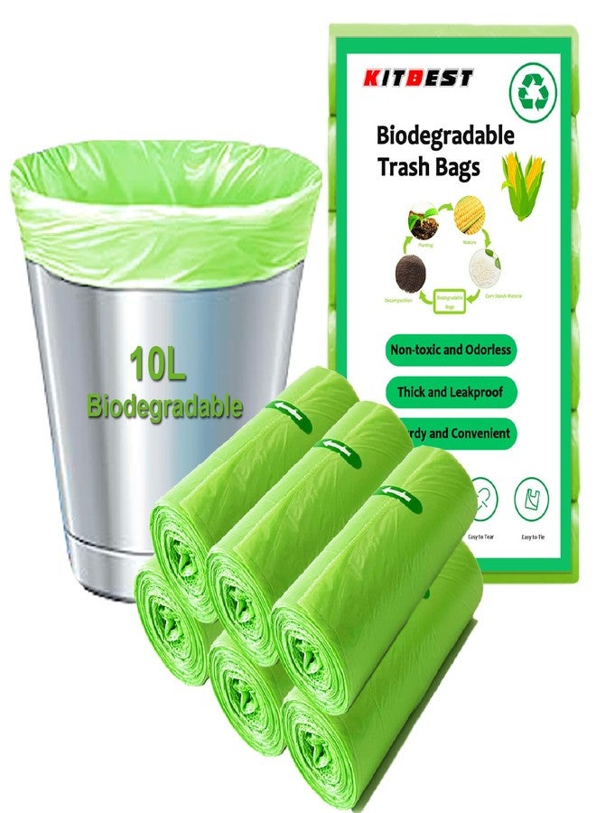 Kitbest Biodegradable Bin Bags Liner 120 Counts, 10L Food Waste Bags Trash Bag Small, 10 Litre Compostable Compost Caddy Liners, Recycled Degradable Rubbish Garbage Bag for Kitchen Office, Green. 45 x 50cm - Image 1