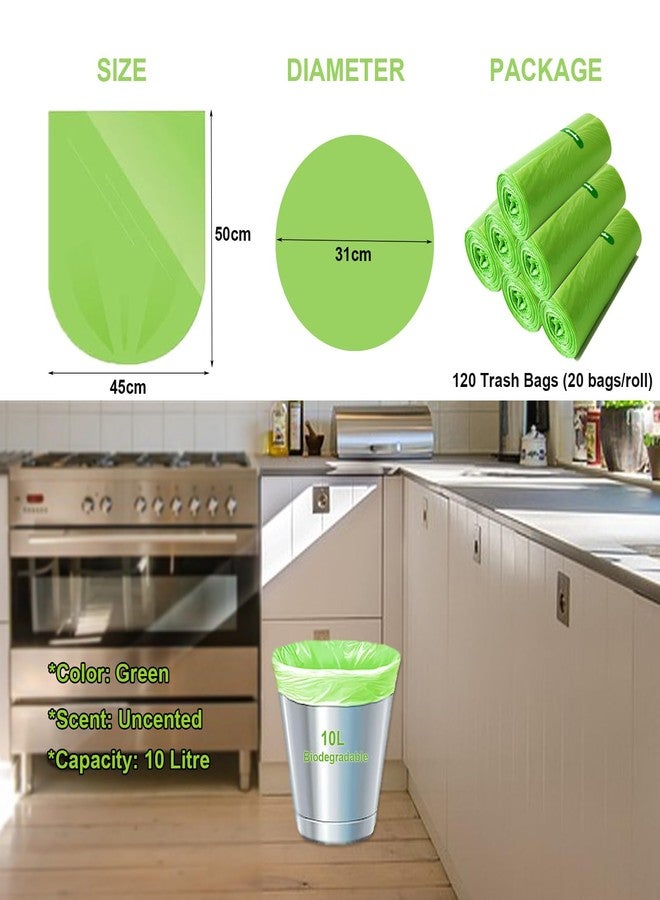 Kitbest Biodegradable Bin Bags Liner 120 Counts, 10L Food Waste Bags Trash Bag Small, 10 Litre Compostable Compost Caddy Liners, Recycled Degradable Rubbish Garbage Bag for Kitchen Office, Green. 45 x 50cm - Image 5