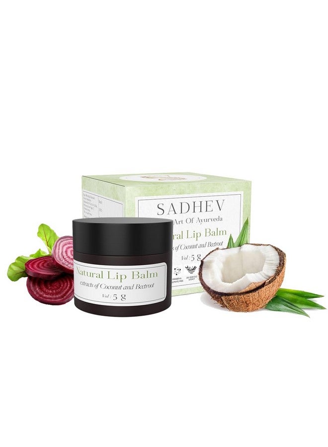 Sadhev Organic Lip Balm For Dry Chapped Lips With Beetroot And Coconut Extract - 5g (Pack of 1) - Image 1