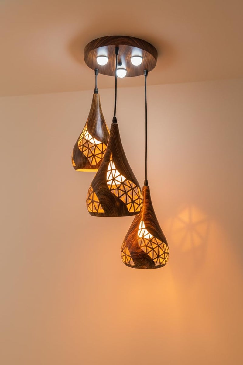swanart Woodora Pendant Lamp | Modern Hanging Ceiling Light | 3-in-1 Color Changing LED | Adjustable Height | Wooden Finish | for Dining Room, Bedroom, Living Room - Image 5