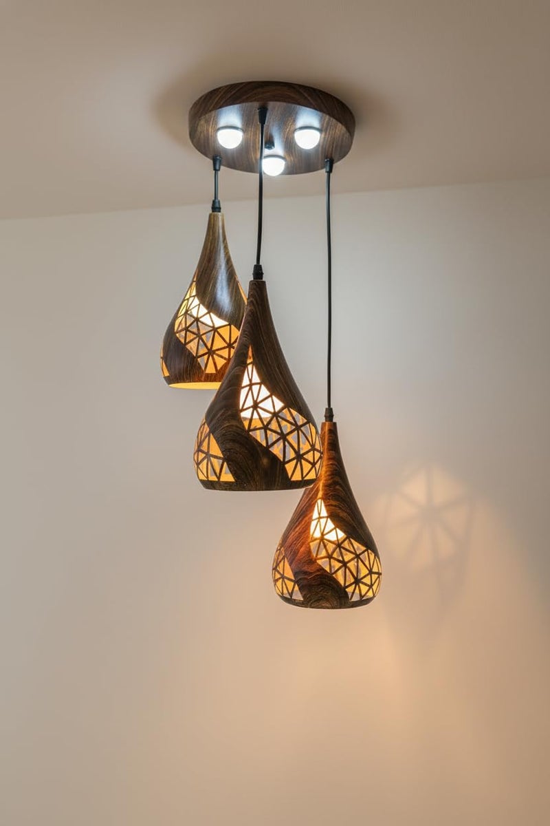 swanart Woodora Pendant Lamp | Modern Hanging Ceiling Light | 3-in-1 Color Changing LED | Adjustable Height | Wooden Finish | for Dining Room, Bedroom, Living Room - Image 1
