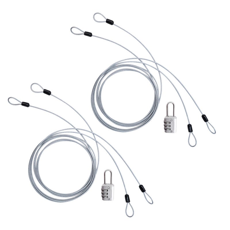 Sydien Cable Lock Double Loops 6.6Ft Long Silver Security Cable With Lock Bike Lock Cable 2.5Mm Braided Steel Coated Safety Cable Wire For Luggage Outdoor Clothesline (2 Pack) - Image 1
