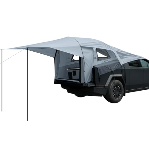 JOYTUTUS Cybertruck Tent with Awning, Waterproof PU 2000mm Double Layer for 2 People, Truck Bed Tailgate Camping Tent Canopy for Cybertruck - Image 1