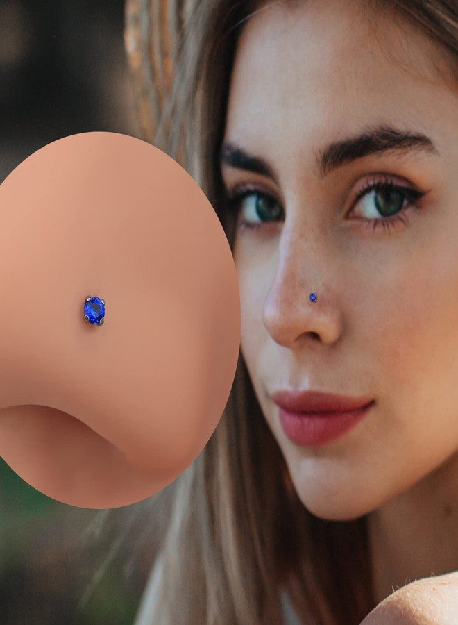 COCHARM 20G G23 Titanium Blue Screw Nose Studs Ring S-Shaped Diamond Cubic Zirconia Nose Bone Piercing Jewelry - Image 4