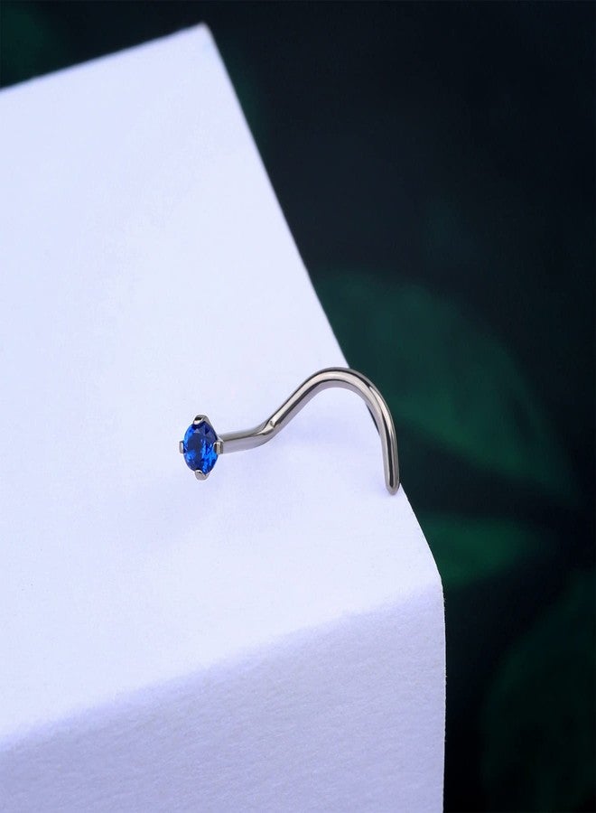 COCHARM 20G G23 Titanium Blue Screw Nose Studs Ring S-Shaped Diamond Cubic Zirconia Nose Bone Piercing Jewelry - Image 5