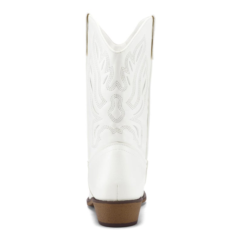 mysoft Women's Wide Calf Cowboy Boots Pull-On Mid-Calf Embroidered Pointed Toe Retro Western Boots - Image 5