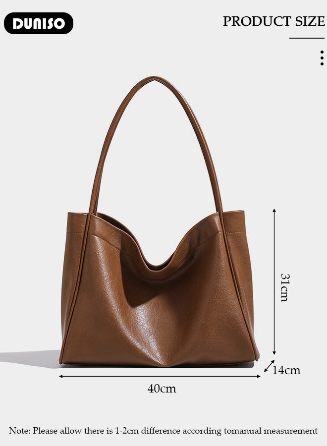 DUNISO Women's Shoulder Tote Bag Faux Leather Handbag For Women Large Capacity Bucket Bag Fashionable Travel Messenger Shoulder Bag For Ladies Girls College Students  - Image 4