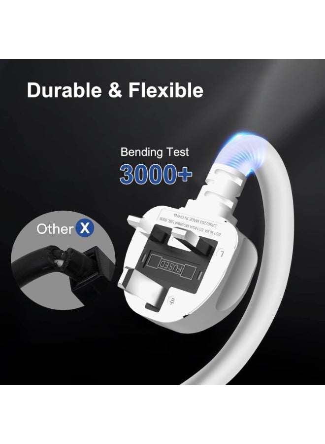 TYCOM Extension Cord Extension Cable with 5 Meter Heavy Duty Long Wire Cord Single Outlet Socket 2500W 10A Expandable Electric Extension UK Plug Power. - Image 3