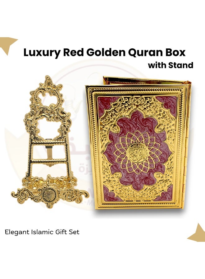 Aluminium Quran Box with Stand – Premium Book Display Stand & Quran Holder – Decorative Book Holder Stand, Gift Box & Quran Storage Case – Perfect Islamic Book Stand for Special Occasions - Image 1