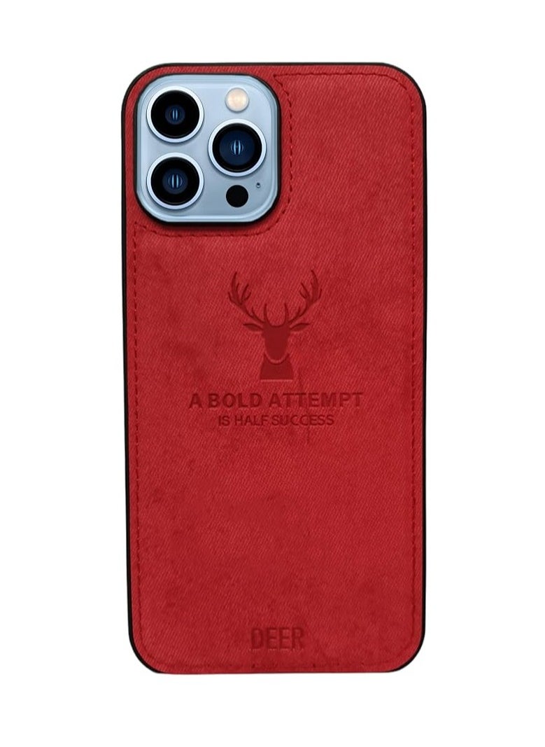 Generic - Digital Luxury Soft Texture Patterned TPU Cloth Case, Dirt-Resistant, Anti-Shock, Fingerprint, Full Body Protective for iPhone 12 Pro Max (Red) - Image 1