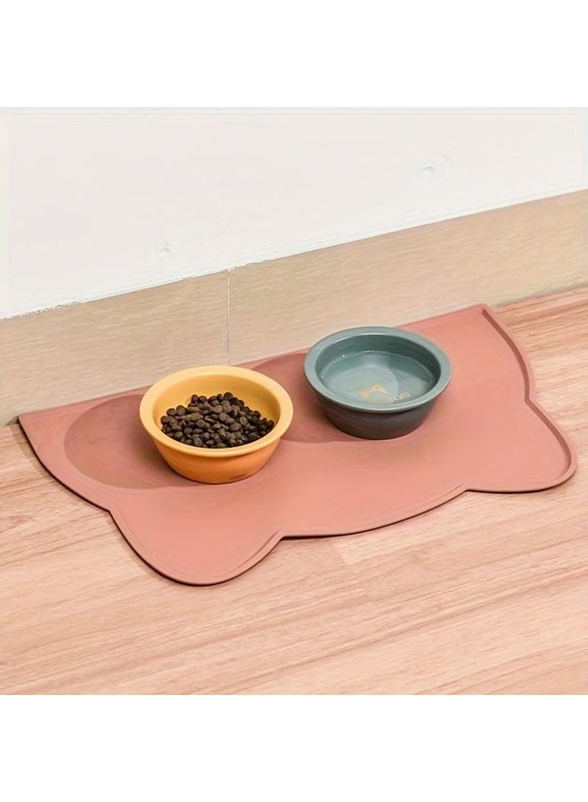 Sakura Pink Cat Feeding Mat Raised Edges Anti Overflow Lightweight Foldable Easy Clean - Image 1