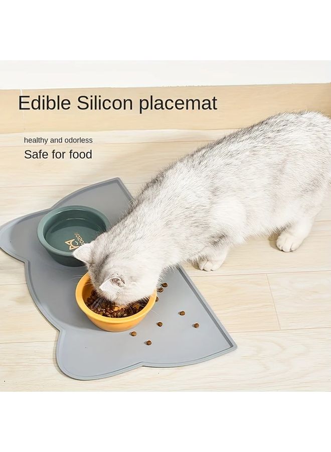 Sakura Pink Cat Feeding Mat Raised Edges Anti Overflow Lightweight Foldable Easy Clean - Image 3