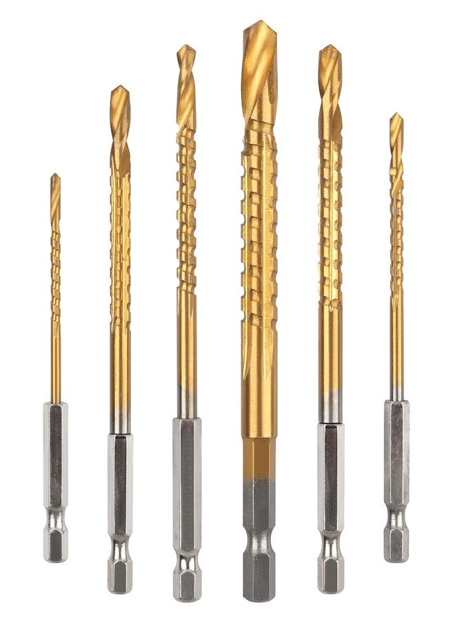 AOKLIT 3-10mm Titanium Coated HSS Twist Drill Bit, 8 Pack Hex Shank Serrated Cutting Drill Bit Woodworking Tools for Wood Metal Plastic Hole - Image 1