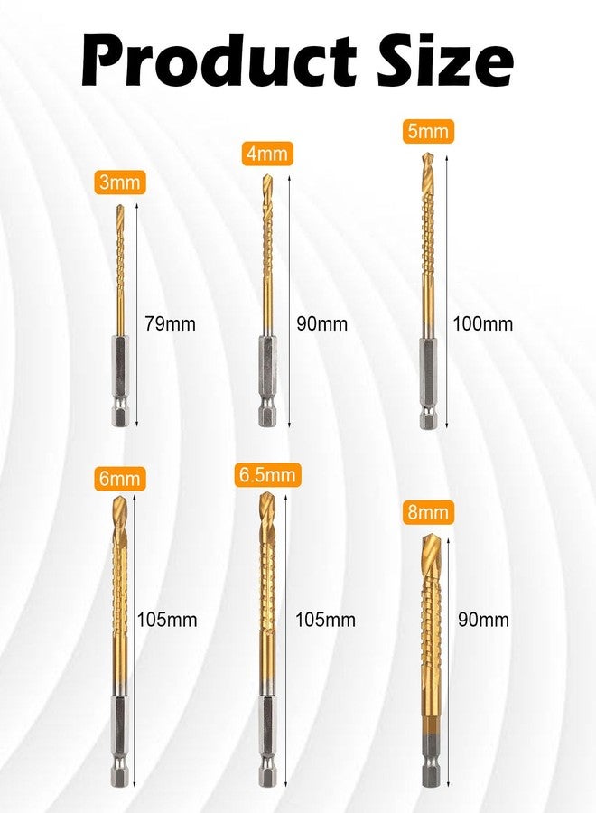 AOKLIT 3-10mm Titanium Coated HSS Twist Drill Bit, 8 Pack Hex Shank Serrated Cutting Drill Bit Woodworking Tools for Wood Metal Plastic Hole - Image 2