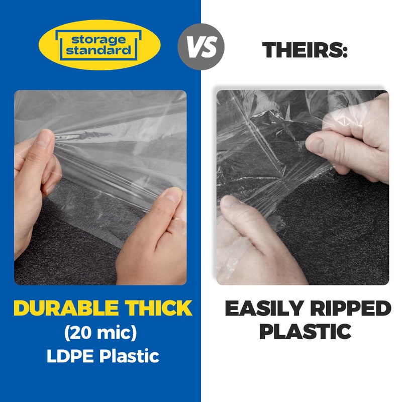 Storage Standard 60 حزمة من أكياس التنظيف الجاف للملابس بطول 40 بوصة - أكياس ملابس بلاستيكية شفافة لتعليق الملابس، منظف جاف، غطاء ملابس بلاستيكي لبدلات المعطف والقميص والسراويل - Image 2