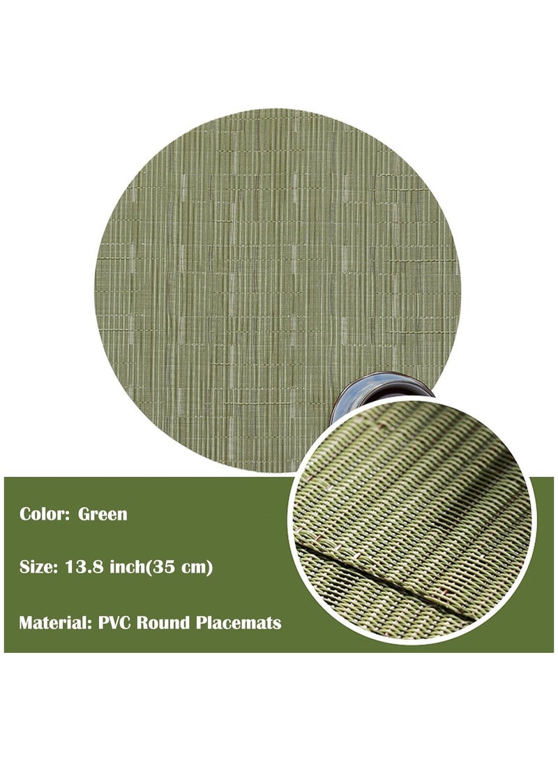 آنا طقم 4 قطع من حصائر الطعام الدائرية بحجم 35 سم مصنوعة من PVC بتصميم محبوك شبيه بالبamboo - حصائر مقاومة للبقع والمياه وحرارة الطعام، مناسبة لتناول الطعام في المناسبات العائلية والOutdoor. - Image 4
