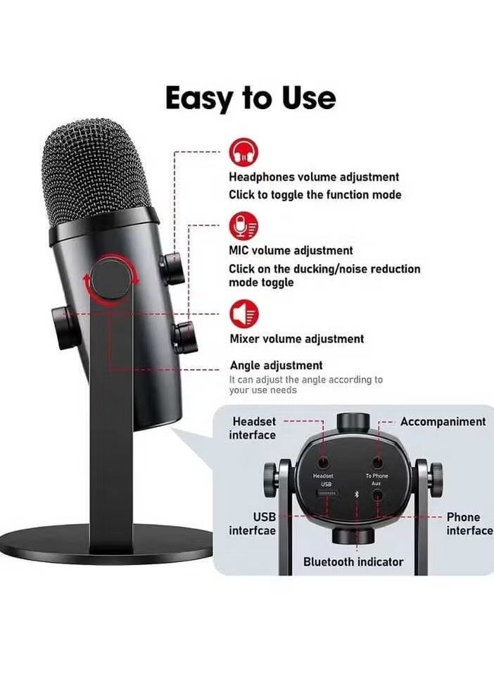 Jmary MC-PW10 Professional USB Microphone – Cardioid Condenser Mic with Noise Reduction, 4 Recording Modes, 3.5mm Headphone Monitoring, Plug-and-Play for PC, Mac, and Mobile – Perfect for Streaming, Podcasting, Gaming, and Voiceovers - Image 3