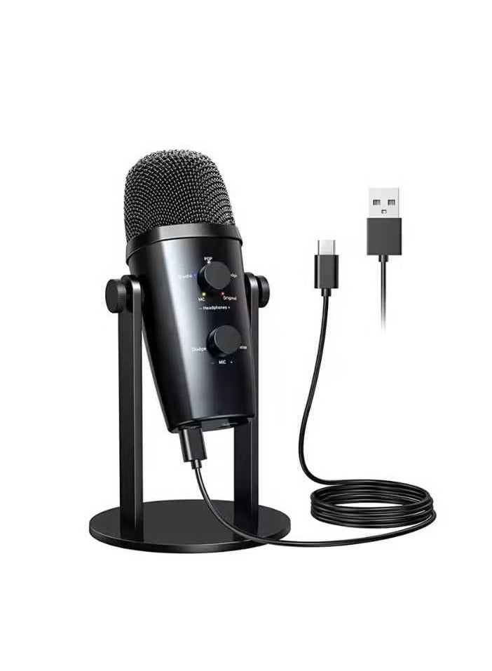 Jmary MC-PW10 Professional USB Microphone – Cardioid Condenser Mic with Noise Reduction, 4 Recording Modes, 3.5mm Headphone Monitoring, Plug-and-Play for PC, Mac, and Mobile – Perfect for Streaming, Podcasting, Gaming, and Voiceovers - Image 2