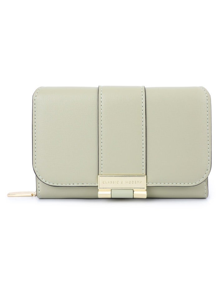 xozgdovg Green multi-functional women's purse short fashion multi-card wallet 