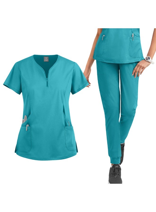 NIBEMINENT زي تمريض صيفي لمؤسسة العناية بالحيوانات وسبا بلوزة سريعة الجفاف لملابس العمل التمريضية - Image 1