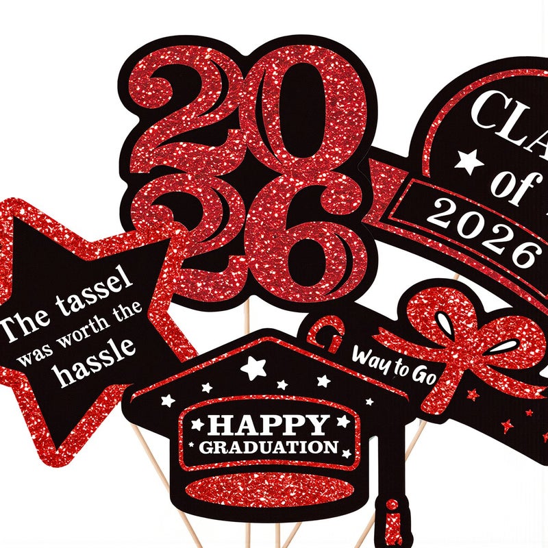 Class of 2026 Glitter Vase Picks Graduation Party Decor Purple Table Ornaments - Image 5