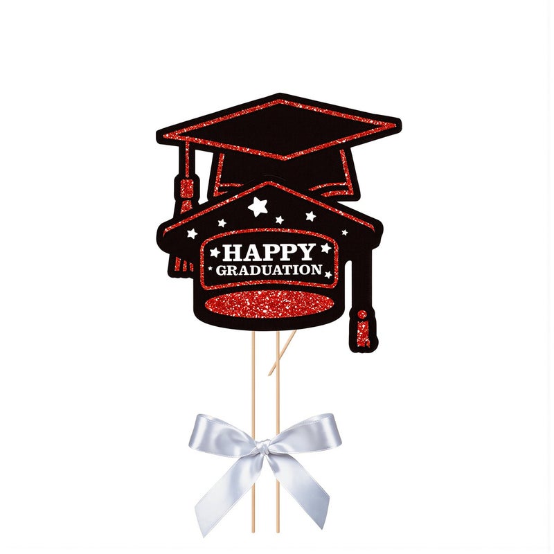 Class of 2026 Glitter Vase Picks Graduation Party Decor Purple Table Ornaments - Image 2