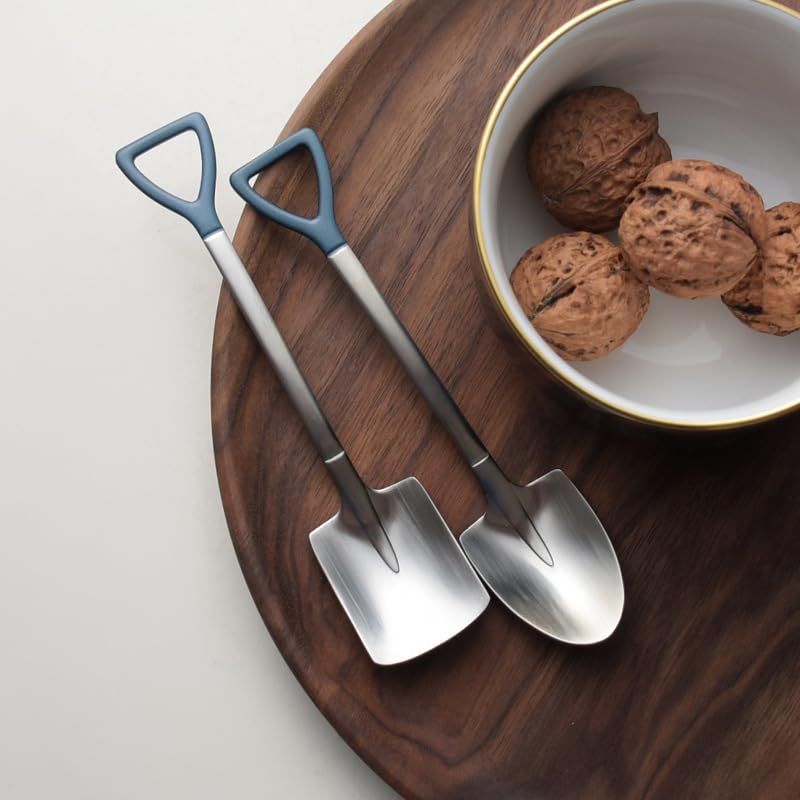 12 Piece Mirror Blue Stainless Steel Flatware Cutlery Set Flat Head Spoons Tableware - Image 4