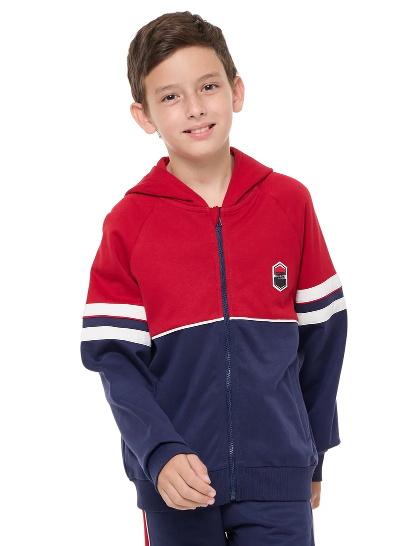 victor and jane Boys' 2-Piece Hoodie and Jogger Set - Red/Navy