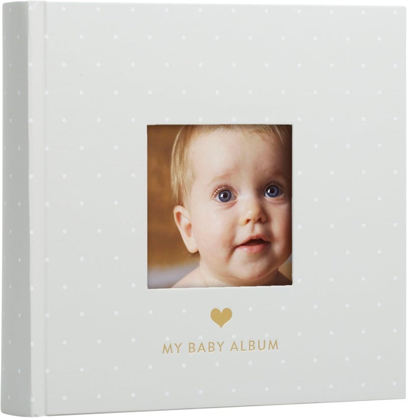 pearhead Gulf user preference oriented build Baby Photo Album, Book Keepsake For New And Expecting Parents, Gender-NEUtral Accessory, Gray White Polka Dot Multi-demand compliant quality - Image 1