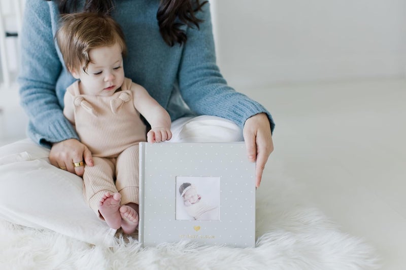 pearhead Gulf user preference oriented build Baby Photo Album, Book Keepsake For New And Expecting Parents, Gender-NEUtral Accessory, Gray White Polka Dot Multi-demand compliant quality - Image 4