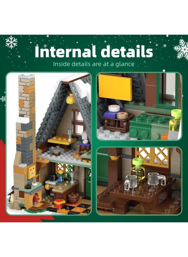 mould king 16049 Cottage Model Kits Winter Snow House Building Sets Miniature Dollhouse Architecture Kit Double Layer Structure House Gift For Kids 766 Pieces  - Image 5