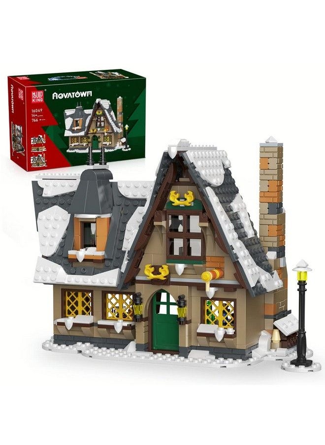 mould king 16049 Cottage Model Kits Winter Snow House Building Sets Miniature Dollhouse Architecture Kit Double Layer Structure House Gift For Kids 766 Pieces  - Image 2