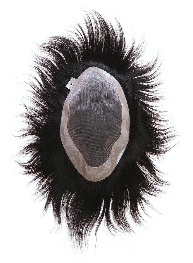BLUSHIA Mono Black Hair Patch for Man 100% Human Hair Patch Natural Looking Hair Replacement for Men (8X6) - Image 2