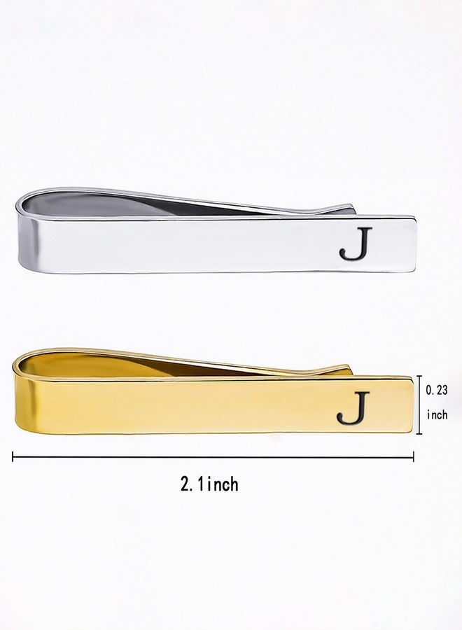 GWD Stainless Steel Tie Clips for Men Personalized Initial Tie Clip Classic Tie Bar Set (J) - Image 2