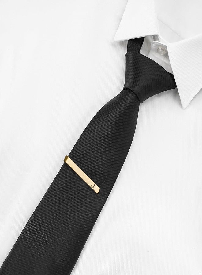 GWD Stainless Steel Tie Clips for Men Personalized Initial Tie Clip Classic Tie Bar Set (J) - Image 3