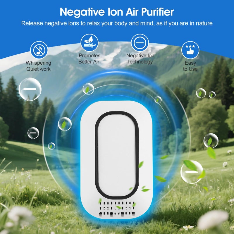 PVACG 3-Pack Plug in Air Purifier with Ice Blue Hover Light, 4 Built-in Brushes Negative Ion Air Purifier for Home,2W Ultra-Low Energy for Bedroom, Office Desk,Living Room,Bathroom(3) - Image 3
